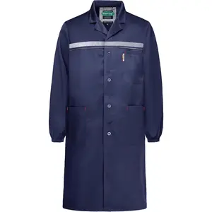 Men's Reflective Long Lab Coat Work Smock for Warehouse DIY Garage Painter Scientist Laboratory