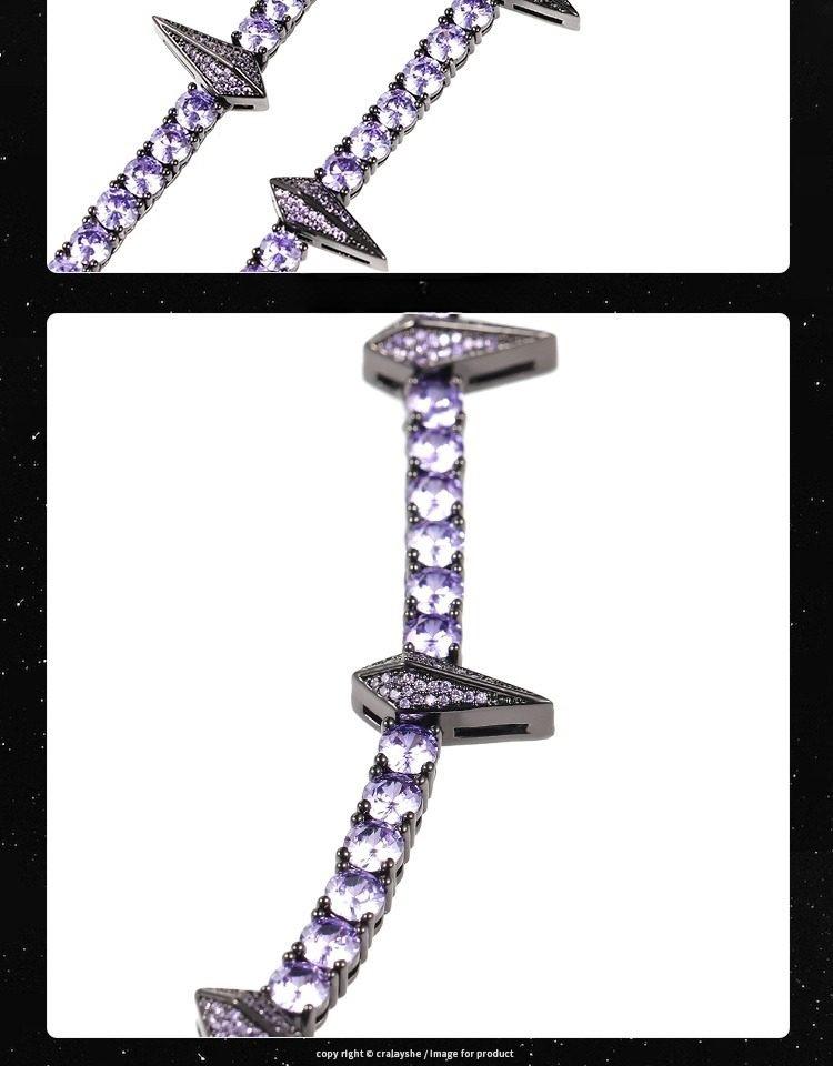 [ICE HUE]18K Gold Vacuum Plated Copper with 5A+ Sri Lanka Zircon Black SpikeNecklace Miami Italy Mexico & Micro Inspired for Women & Men Luxury Jewelry,Daily Wear,Casual Fashion,Gift Idea,,Classic,Minimalist,Simple,Sporty Style