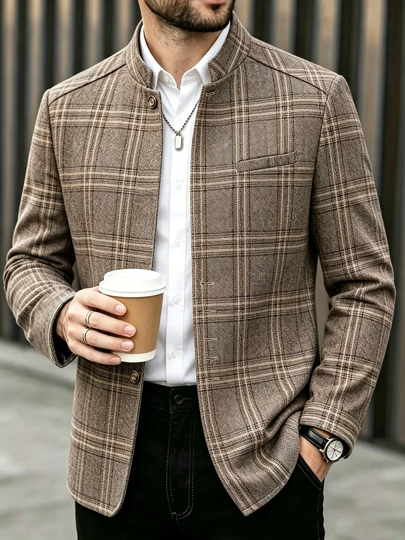Men's Casual Stand Collar Suit Jacket, Comfortable Business Meeting, Fashion Party Wear, New European Style 2026