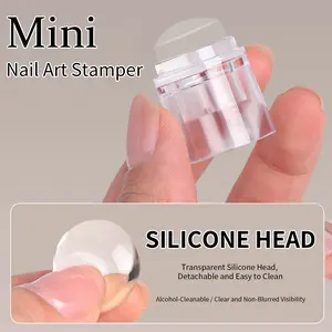 Mini Silicone Nail Stamper, Reusable Wipeable Clear Nail Seal Stamper, French Tip & Tiny Pattern Multifunctional Nail Art Stamping Tool
