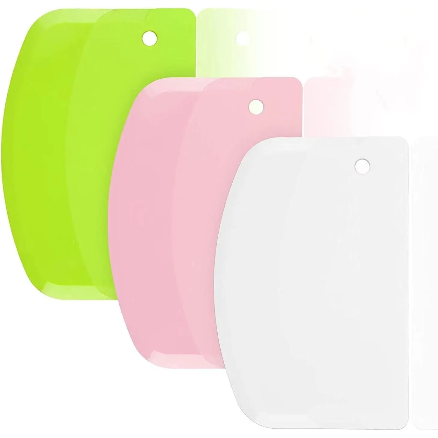 Hard Bench Scraper Dough Scraper -  5.31x3.64''  PP Plastic Pastry Bread Baking Making Tools, Cake Bowl Pastry Baking Supplies Cake Dough Fondant Icing , Green++White