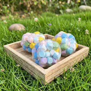 Dopamine Wooden Cube Squeeze Ball,TPR Shell Squishy Fidget Toy,Color Wood Sensory Stress Relief Toy,Anxiety Calming Gift for Kids & Adults