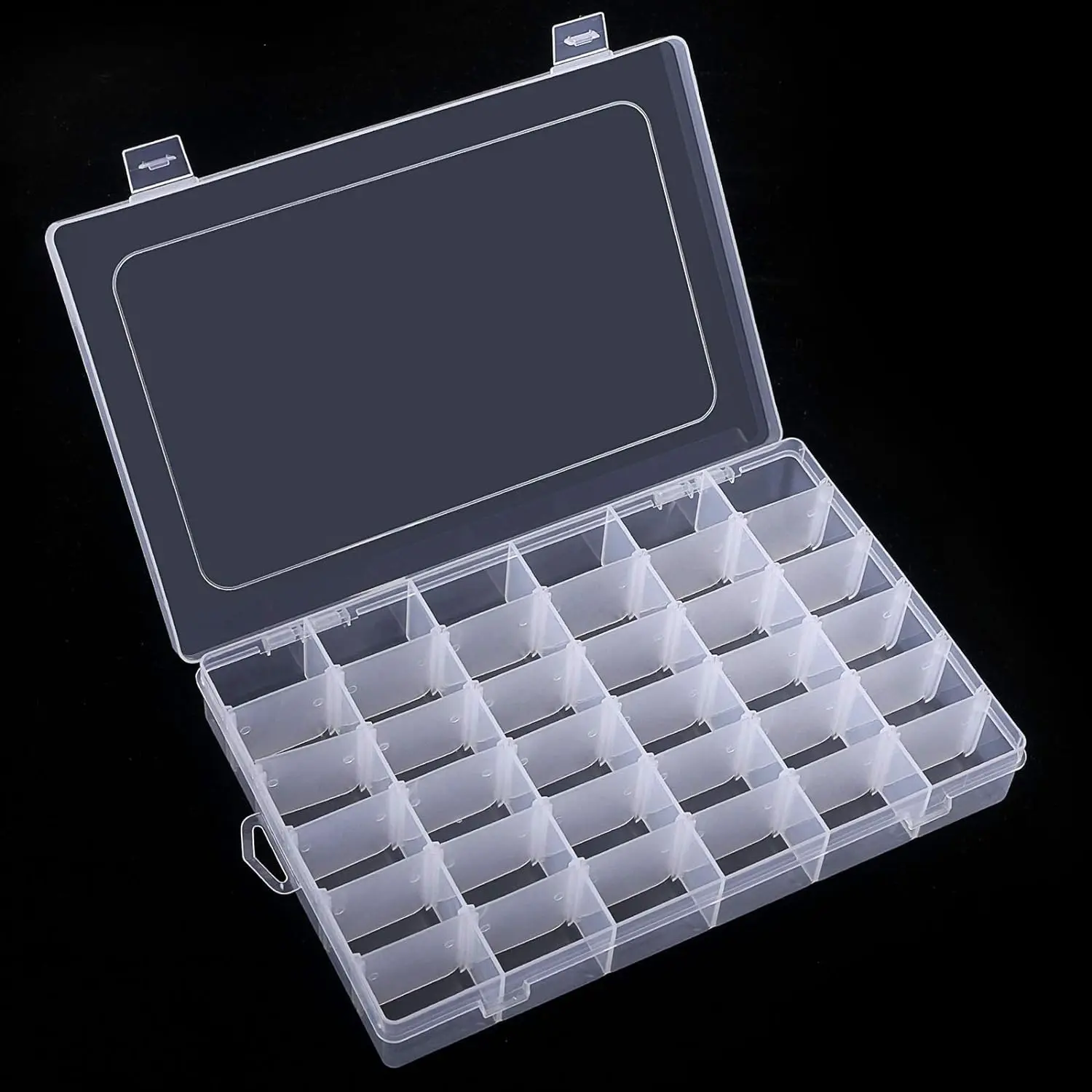 36 Grids Clear Plastic Organizer Box with Adjustable Dividers, 36 Compartment Clear Storage Container for Bead Organizer, Fishing Tackles, Felt Board and Jewelry Storage