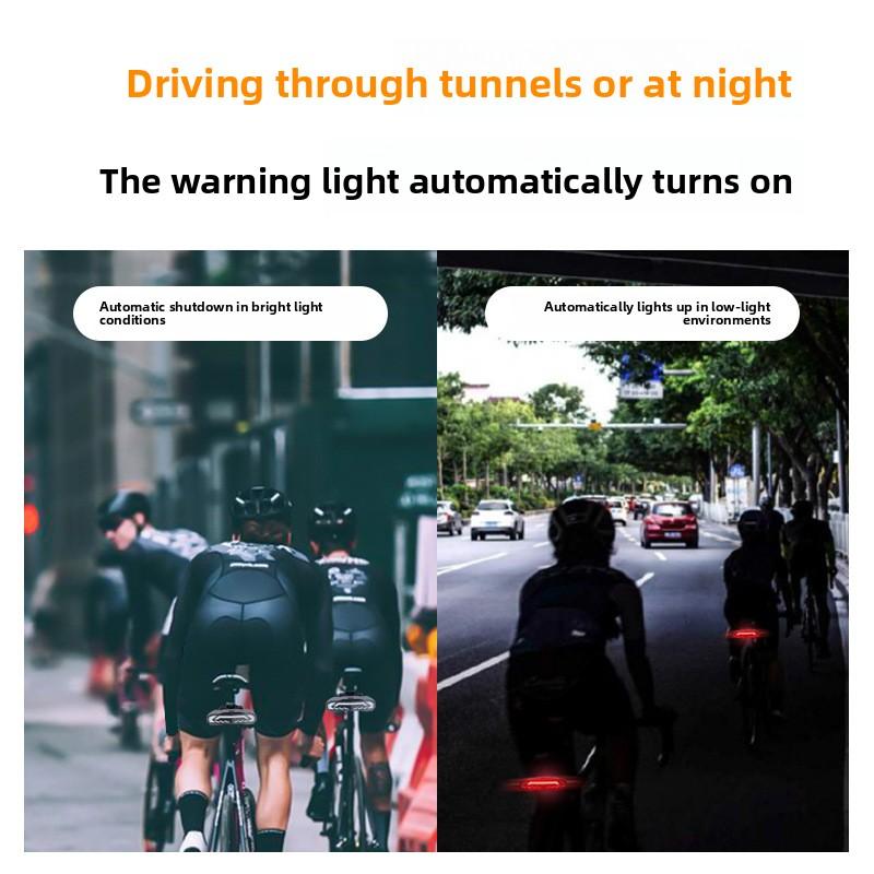 Bicycle Smart Brake Tail Light USB Rechargeable Alarm Outdoor Night Riding Mountain Bike Turn Signal LED Tail Light Waterproof