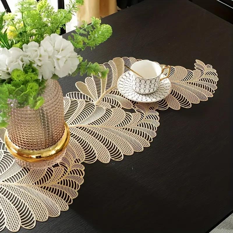 Leaf Pattern Tablecloth, 1 Count Exquisite Waterproof & Stain Resistant Tablecloth, Washable Table Decoration Supplies for Home Kitchen Dining Room