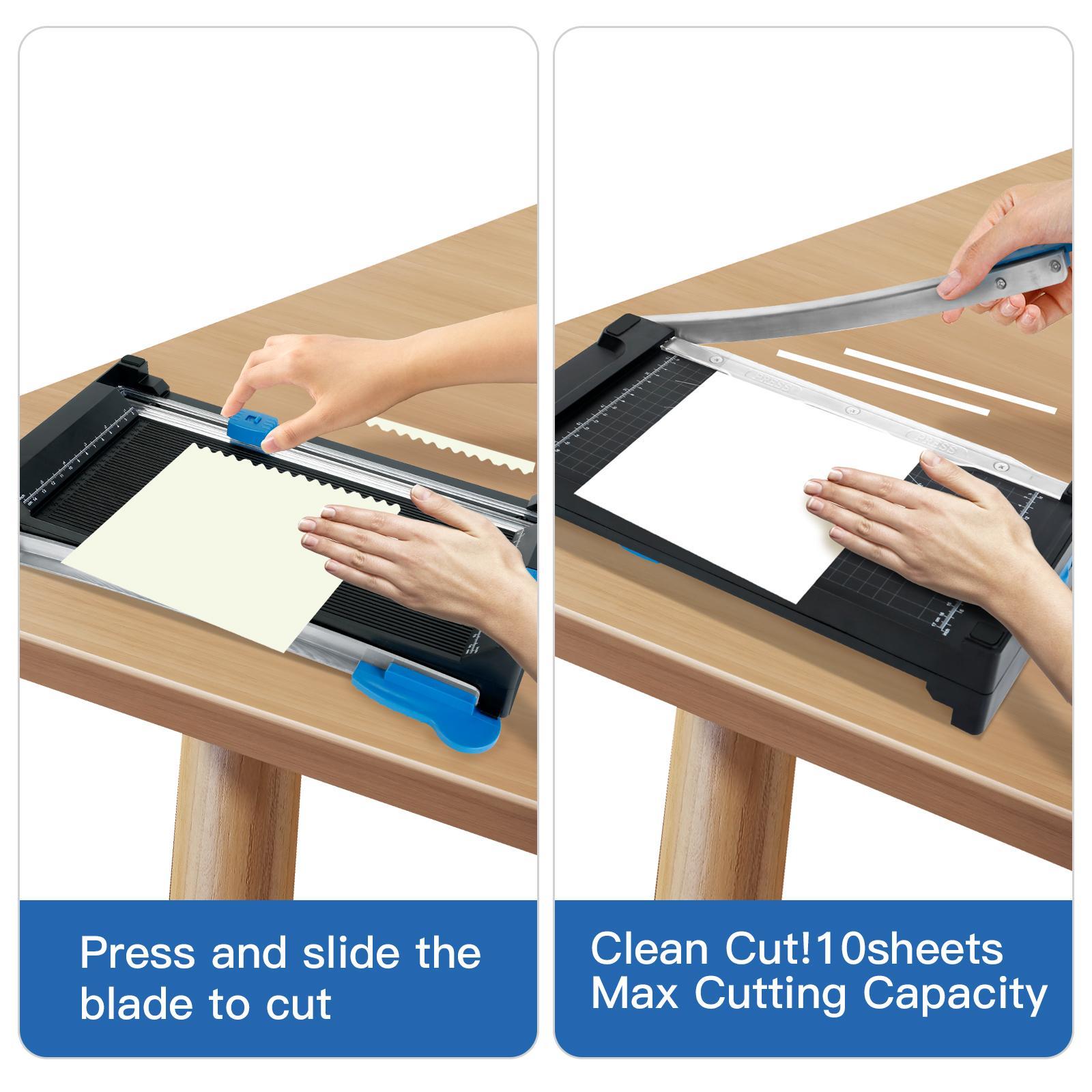 A4 Double-sided Cutting Plotter, 5 in 1 Multifunctional Cutting Machine with Straight/Wavy/Dotted Line Blade, Office Cutting Supplies for Teachers & Office Staff