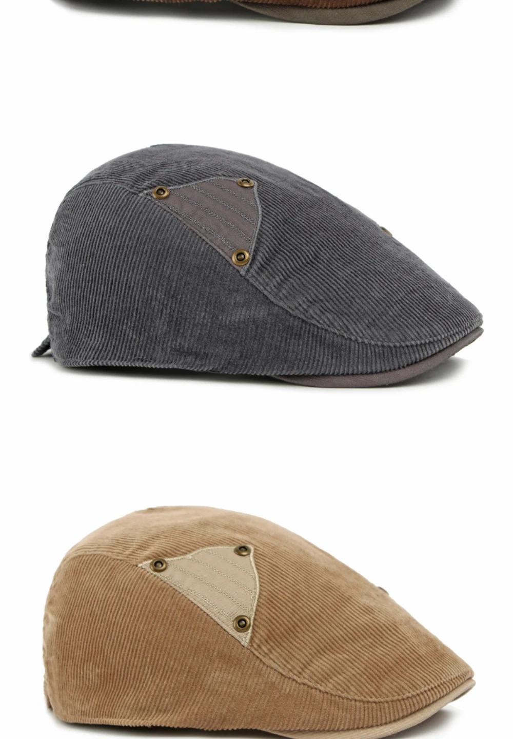 HT4977 Berets Autumn Winter Caps for Men Women Artist Painter Corduroy Beret Hat Male Female Ivy Flat Cap Adjustable Beret Caps