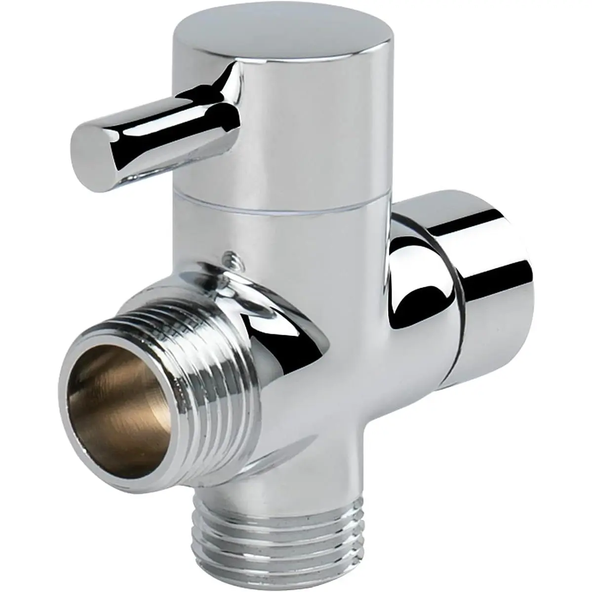 Solid Brass G1/2" Shower Arm  Metal  3-Way Diverter Valve for Handheld and Fixed ,  Component Adapter (Chrome Finish)