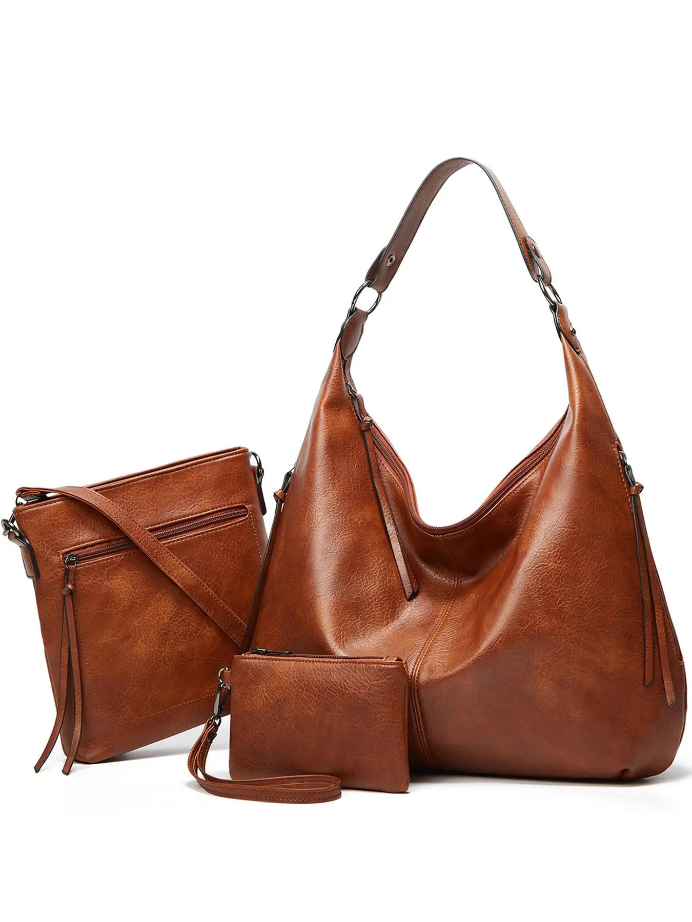 Women's Hobo Bag Set, Large Capacity Handbag, Crossbody Bag, Wristlet, PU Material, Perfect Valentine's Day Gift for Women and Girls