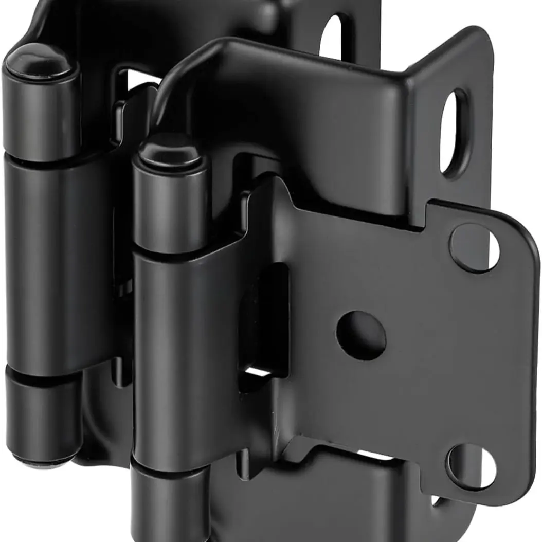 2-Pack 1/2 Inch Cabinet Door Hinges, Semi-Enclosed Self-Closing Surface Mount, Includes Screws and Silent Buffer, for Kitchen Cabinets