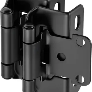 2-Pack 1/2 Inch Cabinet Door Hinges, Semi-Enclosed Self-Closing Surface Mount, Includes Screws and Silent Buffer, for Kitchen Cabinets