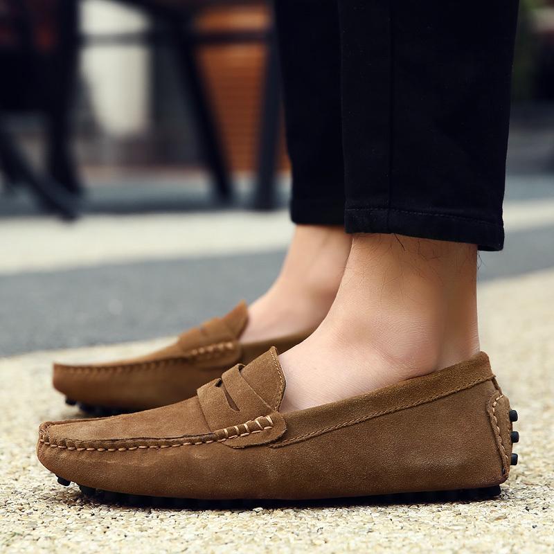 Comfy Men's Solid PU Leather Loafers, Casual Slip On Flat Shoes For Outdoor Footwear men's shoes
