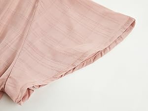 Imily Bela Womens Short Sleeve V Neck Blouse Button Down Shirt Loose Casual Ruffle Hem Babydoll Peplum Tops