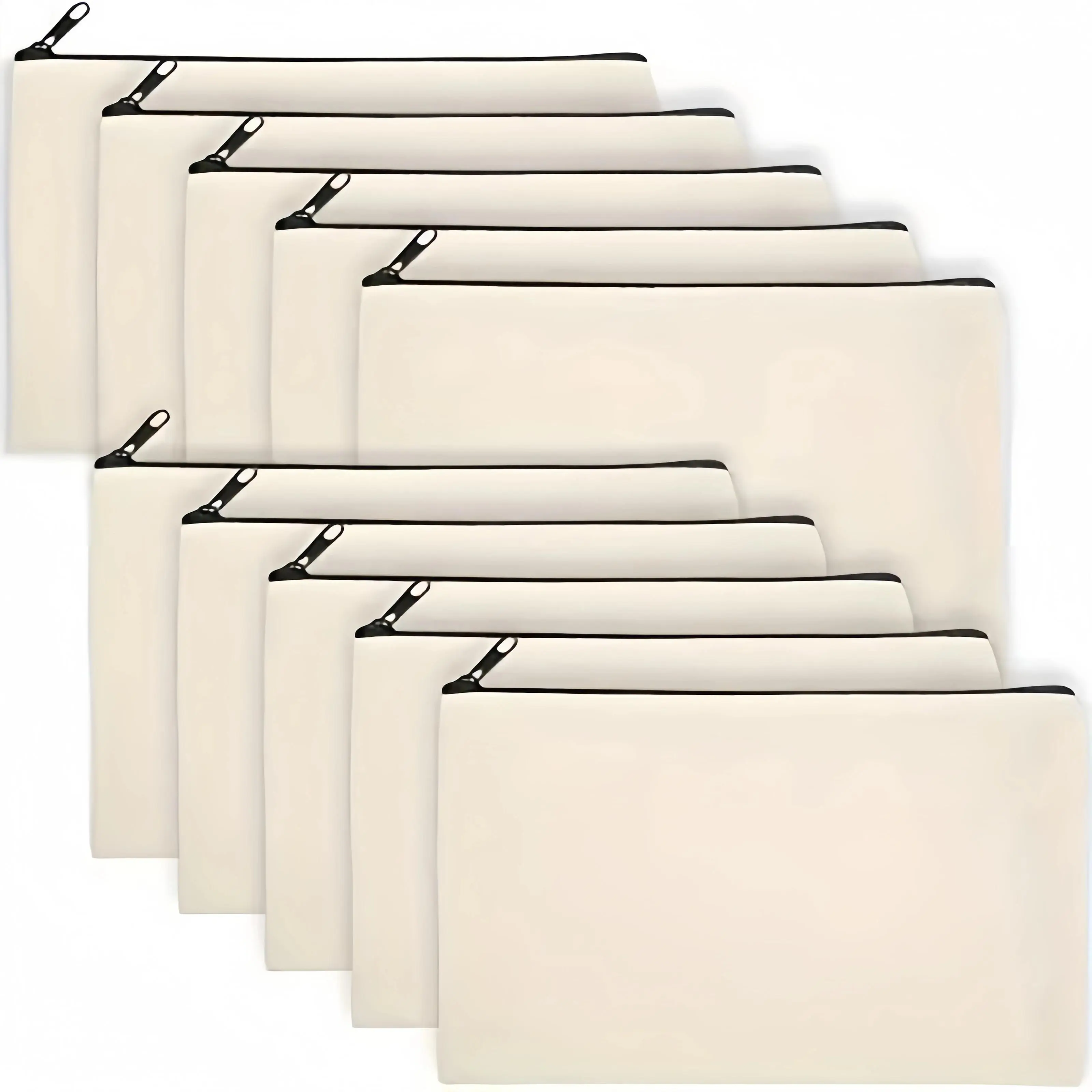 5pcs Bulk Blank Canvas Zipper Pouches, Makeup Storage Bag Pencil Case for Cosmetic Use & DIY Crafts, Independence Day Bulk Pack, Five Pieces