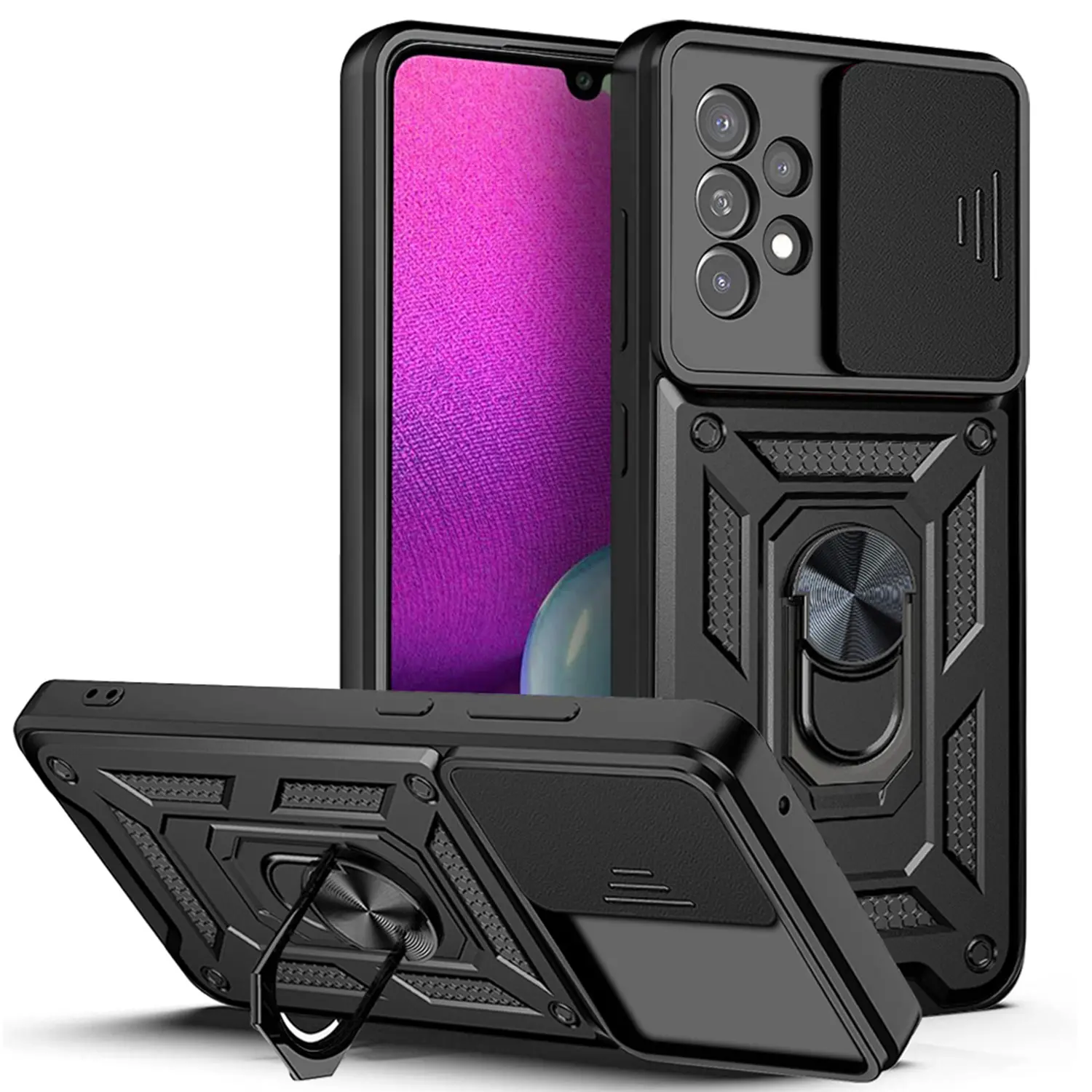 Case for Samsung Galaxy A33/A33 5G Anti-Slip Shockproof Camera Cover, Dust-Proof Scratch-Resistant, 360° Rotatable Ring Stand, Hands-Free for Samsung Galaxy A33/A33 5g Case