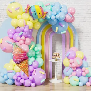 Pastel Balloon Arch Garland Kit - Ice Cream Balloon Arch Pastel Rainbow Balloons, Candy Ice Cream Foil Balloons for Birthday  Shower Party Decorations, Photo Backdrop