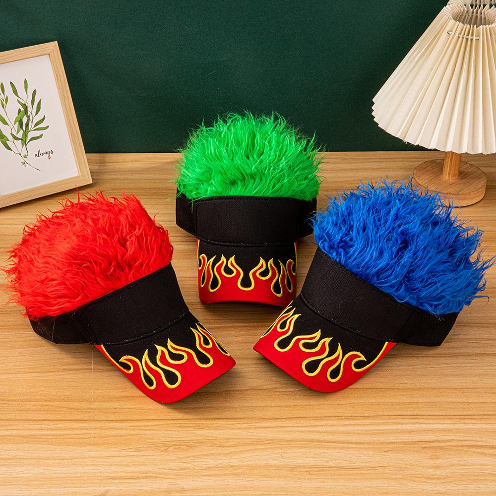 2026 New Flame Pattern Baseball Cap Embroidered Patch Design Multicolor Fluffy Faux Fur Hat