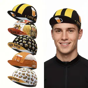 Beer Pattern Retro Cycling Cap, Vintage Breathable Bicycle Anti Sweat Cap