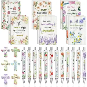 36 count Christian Bulk Gifts for Women Include 12 Mini  Verse Notepads, 12 Scripture Ballpoint Pens & 12   Bookmarks, Cute Religious Notebooks Gifts Prizes Party Favors, 3.5"x5.5"
