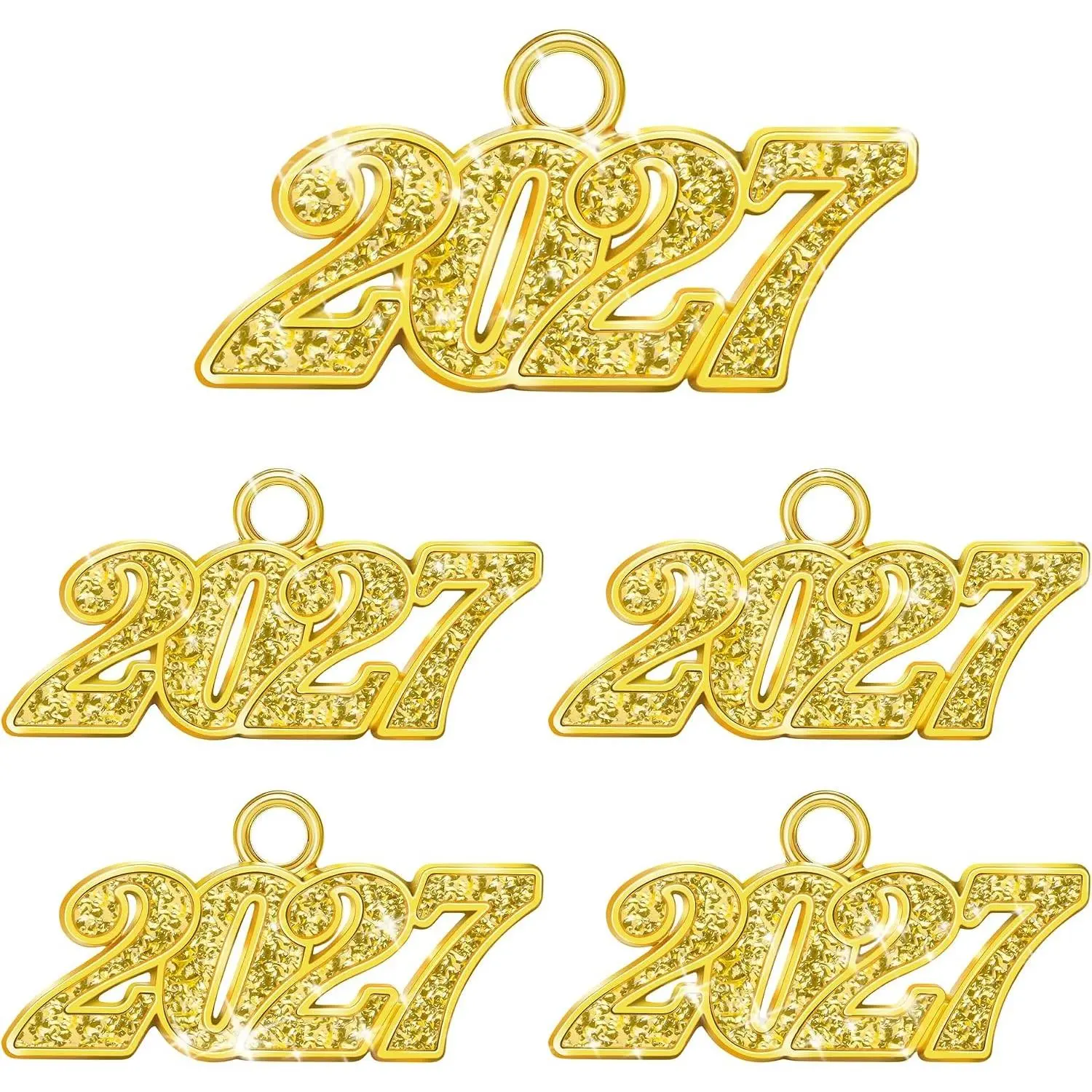 Gold Graduation Tassel Charm, 5 PCS 2027 Charm for Graduation Cap, Graduation Decorations 2027, Gold Graduation Cap Tassel 2027 Year Charm, Graduation Tassels Charm for Graduate Hats Decorations