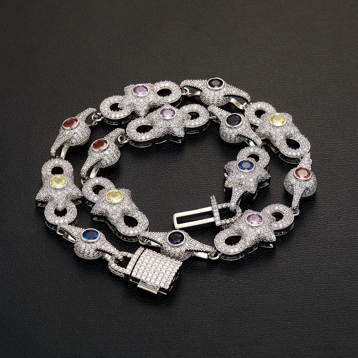 Iced Out Star Eye Moissanite Bracelet Necklace Prong Setting Moissanite Infinity Cuban Link Chain Women Men Hip Hop Fashion Jewelry