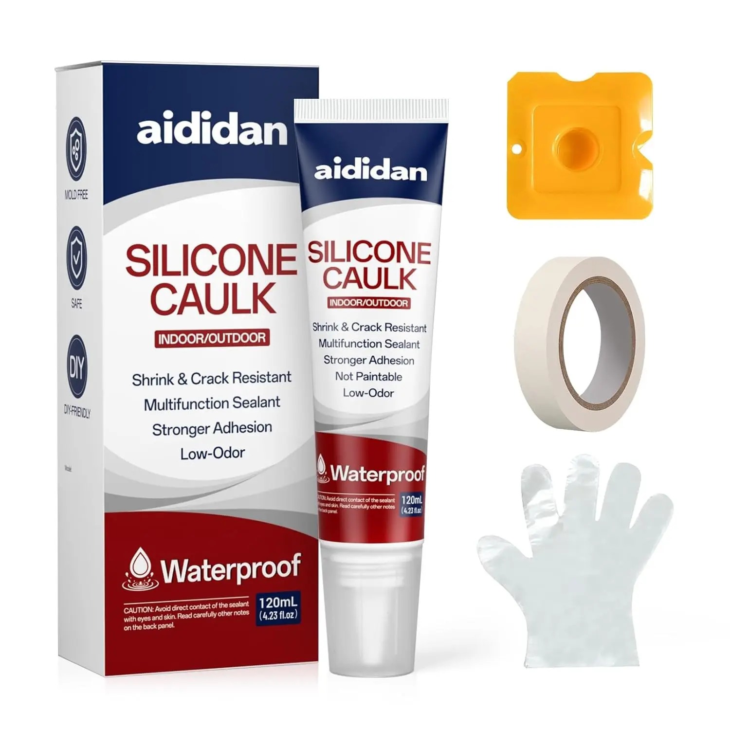 Silicone Caulk for Kitchen & Bathroom 4.23 fl oz White Waterproof Silicone Sealant for Interior and Exterior Use Caulking Sealant Stronger Adhesion Shrink & Crack Proof (1 Pack)