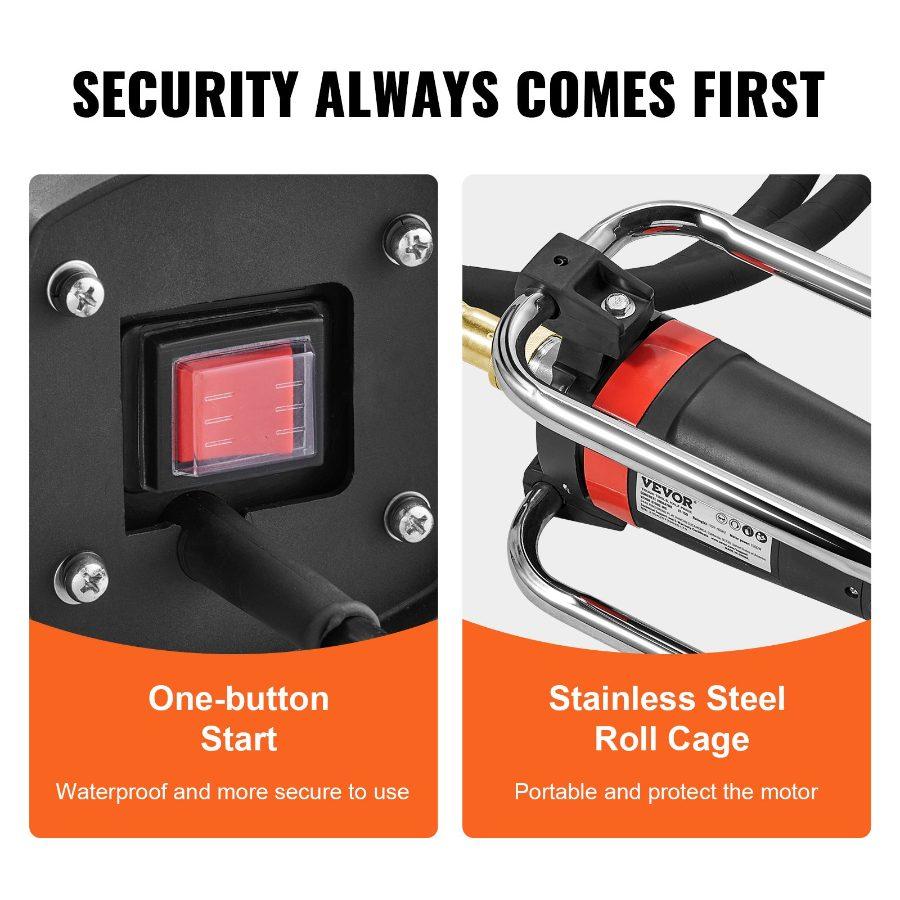 VEVOR Electric Concrete Vibrator, 1300W 16000 VPM, 2HP Copper Motor Handheld Concrete Vibrating Tool, Portable Pencil Cement Vibrator with Shaft of 14.75ft/ 4.5m, Remove Air Bubble and Level Concrete