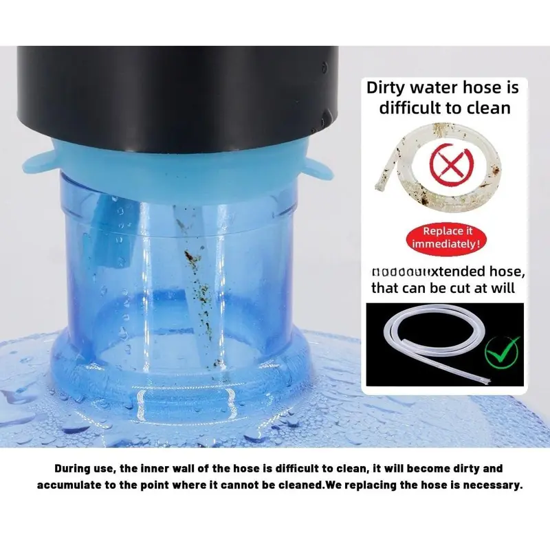 Myvision Replacement Hose & Cap Kit For 3-5 Gallon Electric Water Dispenser Pump - Food Grade Silicone, 2.8 FT Hose