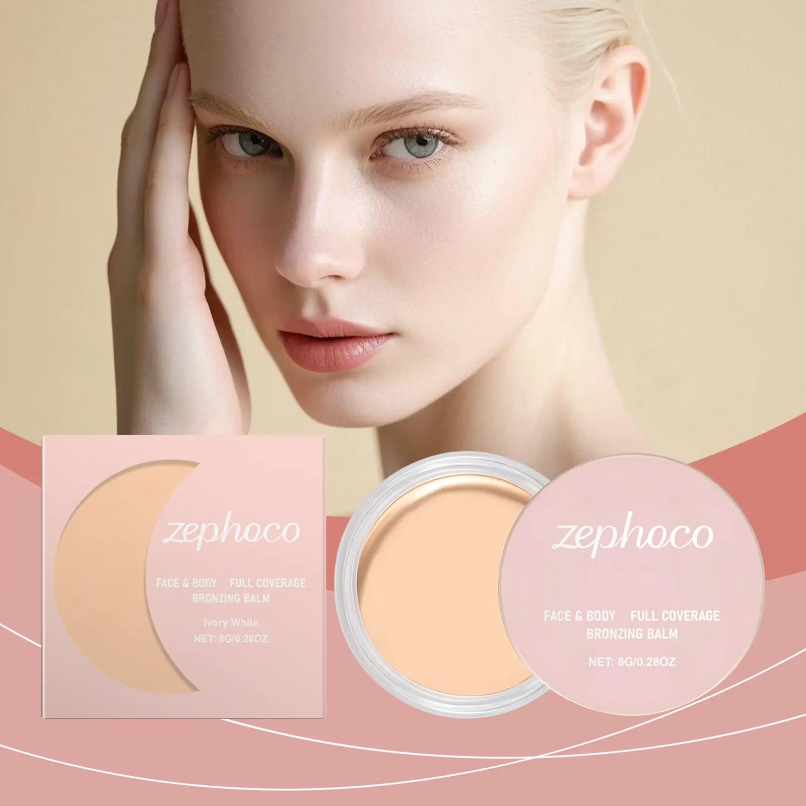 Zephoco Brightening Cosmetic Concealer - Ivory Shade, Hydrating, Easy-to-Blend, Blemish & Dark Spot Covering, Dullness-Correcting, Long-Wear, Crease-Resistant, Even Skin Tone, Breathing & Glowing Effect Concealer & Foundation, Dark Spot Covering Concealer