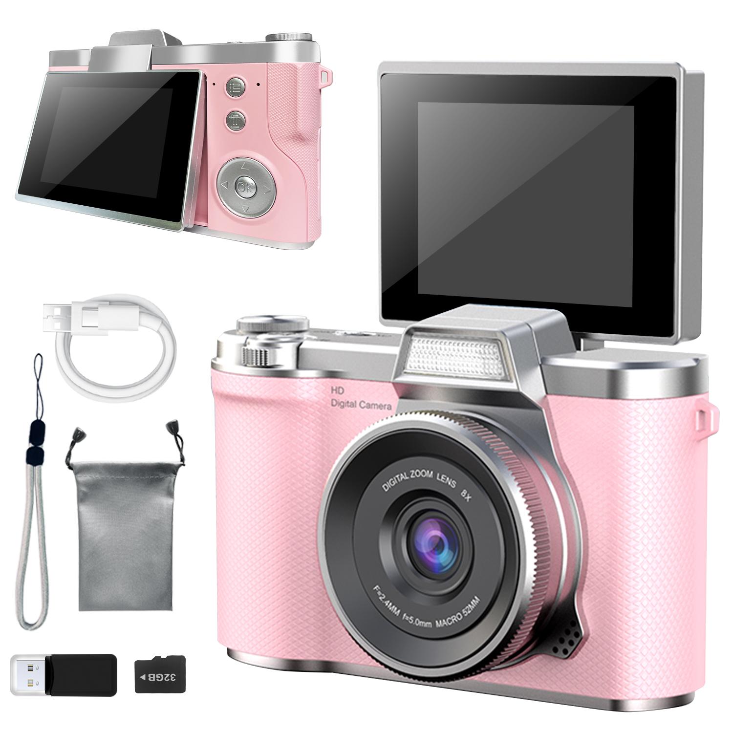Latest with Flip Cover, Video Camera Camcorder, HD 1080P Video Recording, Simple Interface with Multiple Filters, Great Outdoor Selfie Gift, 32GB Memory Card Reader Included #GLOBAL PICKS