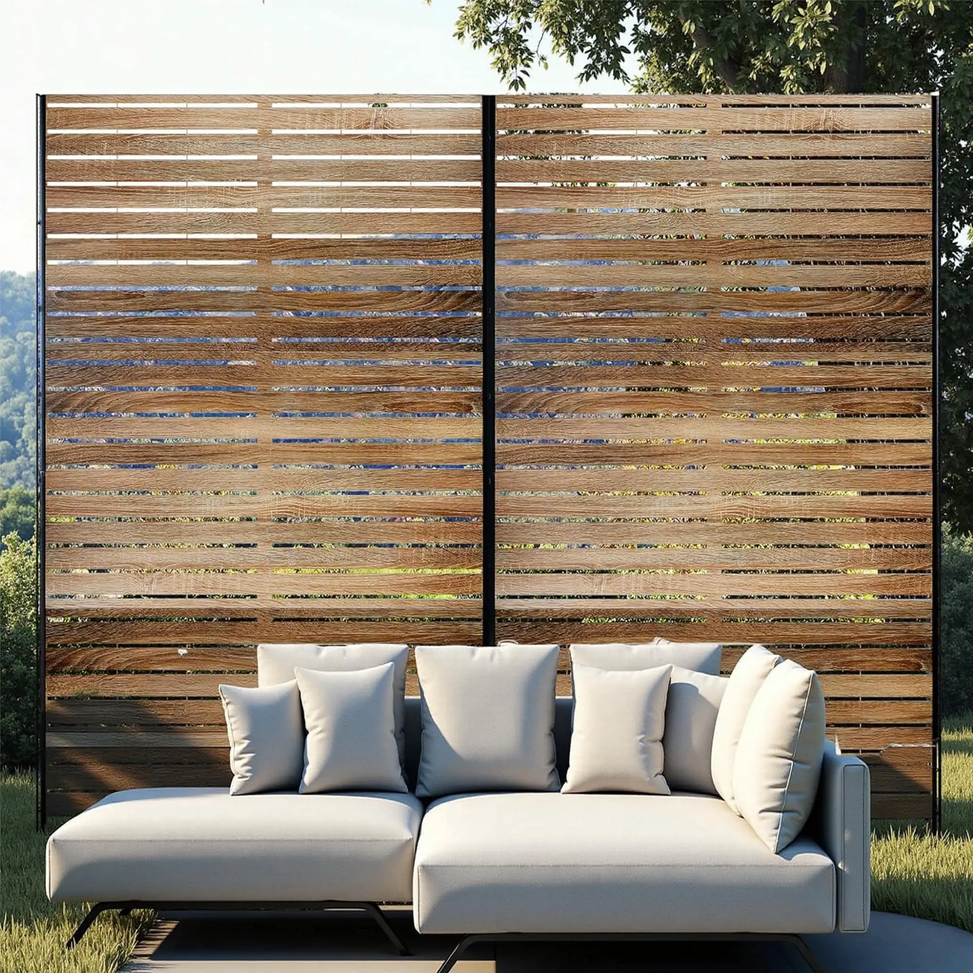 Metal Balcony Privacy Screen – 72"x47", Freestanding | Galvanized Steel, Rust-Resistant | No Drilling, Tool-Free Install | For Patio, Garden, Pool | Windbreak, Room Divider | Modern Lattice Design | Supports Climbing Plants | Outdoor Decor