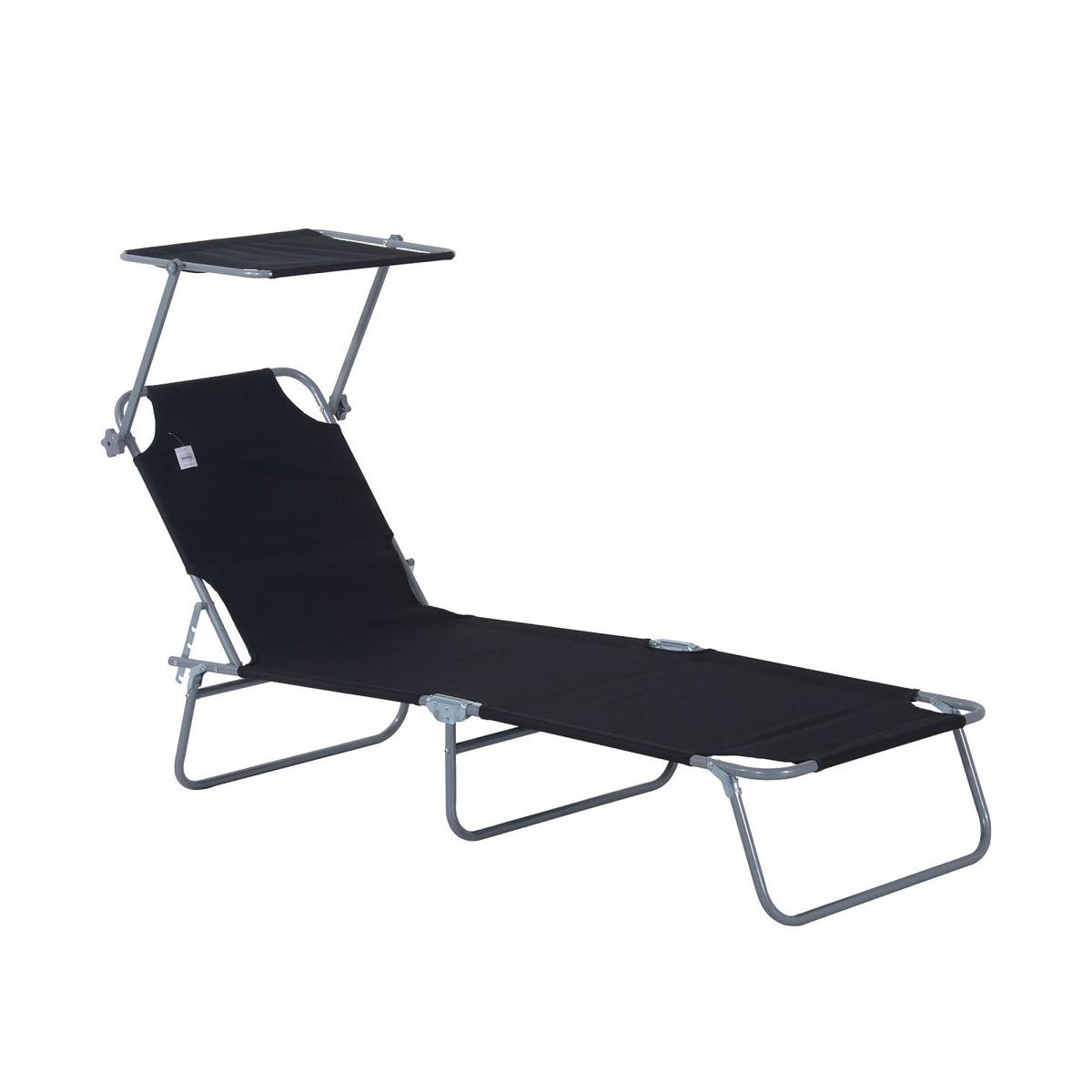 Folding lounge chair with adjustable backrest and sunshade, suitable for outdoor sunbathing, beach, camping, hiking, and courtyard.Portable reclining leisure chair