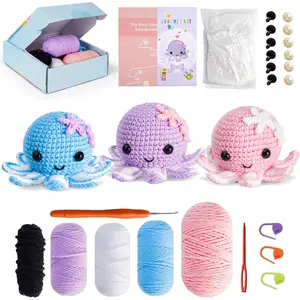 Crochet Kit for Beginners: Make 3 Cute Amigurumi  with Easy-to-Follow Video Tutorial, Complete Beginner Crochet Kits for  Adults, Creative Christmas Birthday  Idea for Women & Girls