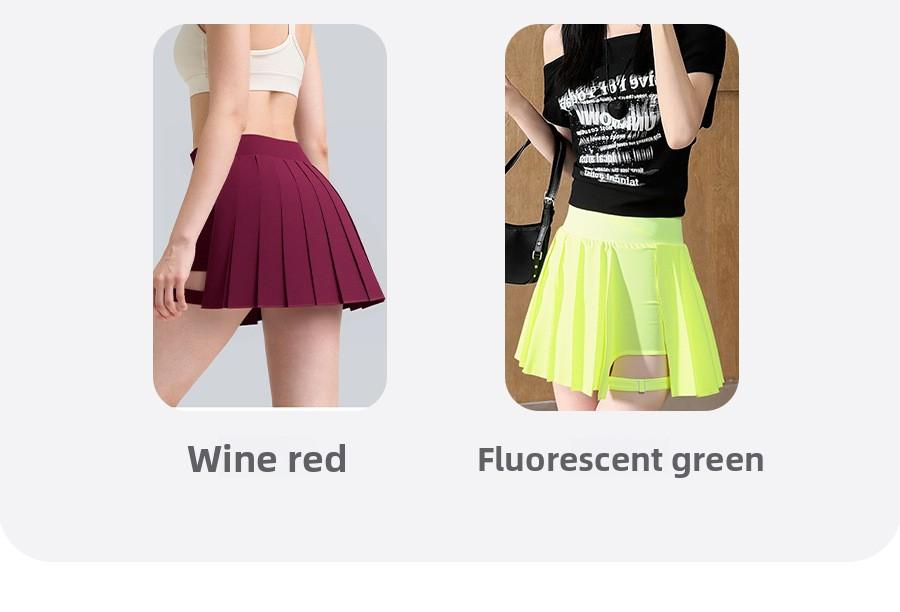 Breezeful High Waisted Pleated 2-in-1 Side & Pocket Asymmetric Hem Quick Dry Mini Dance Skirt Anti glare women's yoga clothes pleated skirt sports short skirt suitable for outdoor running tennis skirt,Daily outfit-02