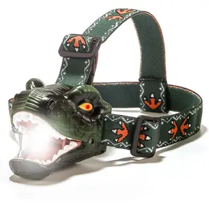 Dinosaur Kids Headlamp, T-Rex Dinosaur Led Headlamp Flashlight, Dinosaur Toy Headlamp Flashlight with 4 Lighting Mode  Boys, Girls’ Camping, Hiking, Reading and Party (Green)