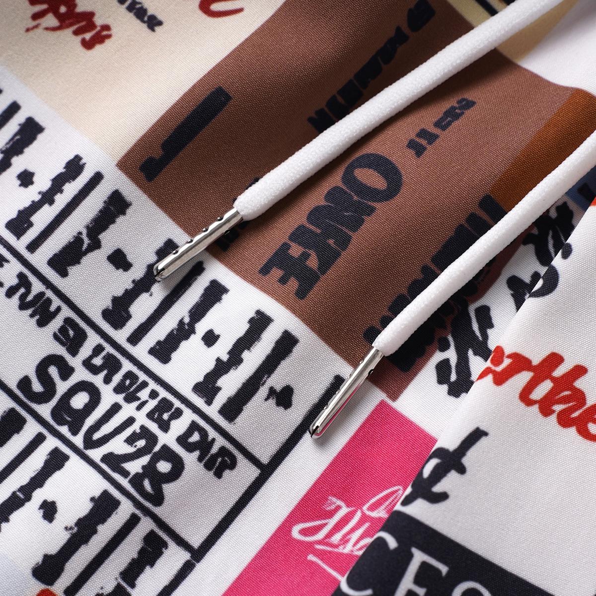 Statement Resort Mens Graphic Collage Print 2 Piece Outfit Loose Fit Drawstring Shorts Set for Vacation Wear and Street Style