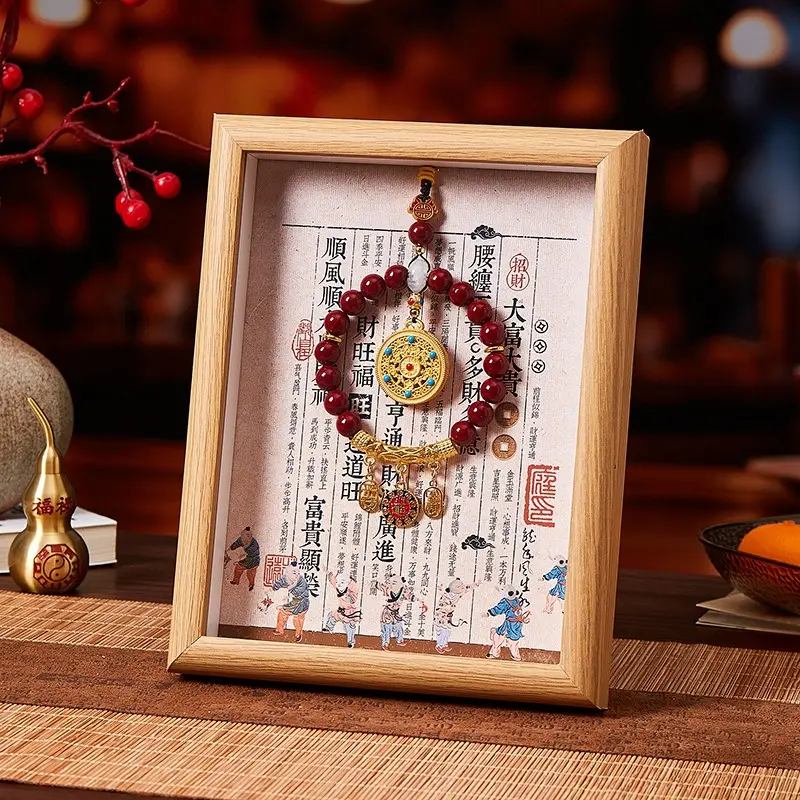 Cinnabar Bracelet Cultural Ornament, Travel Souvenir, Creative Gift for Wealth Attraction & Good Luck, Birthday Present and Favor Gift