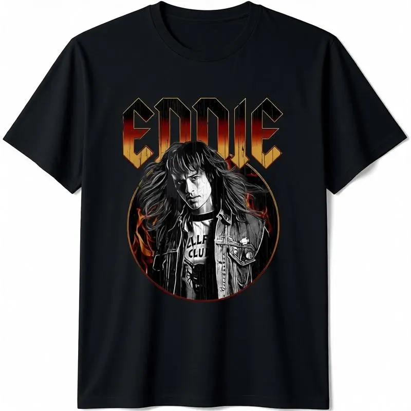 Men's Eddie Munson Hellfire Club Vintage Streetwear T-Shirt, Comfy Shortsleeve Cotton Fabric Top, Casual, Menswear, Fashion, Round Neck