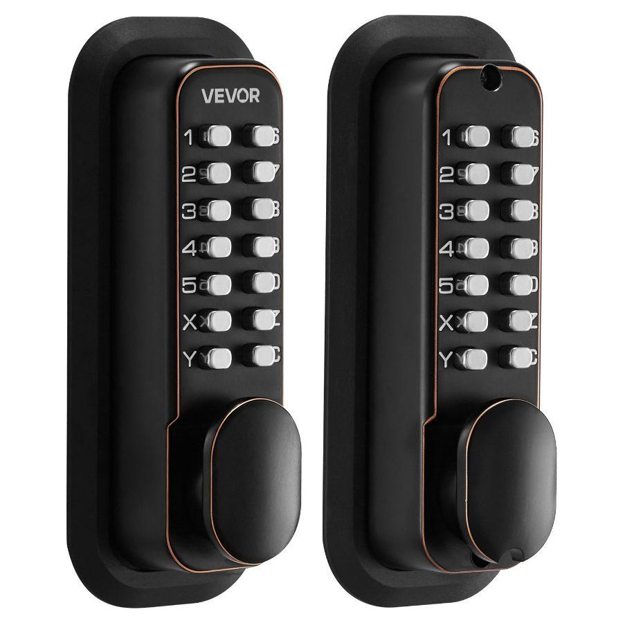VEVOR Mechanical Keyless Entry Door Lock, 2.0 Code Upgrade, 4-7 Digits Code, Double-Sided Push Button Combination Mechanical Keypad Door Knob, Auto Locking, for Indoor or Outdoor, Oil-Rubbed Bronze