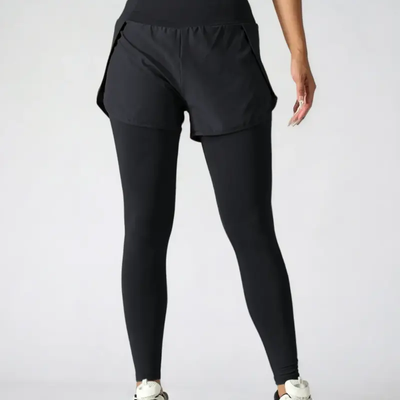 Women's High Waist Two-In-One Running Leggings with Pockets, Lightweight Athletic Leggings, Skirt Style Yoga Pants, Breathable Athletic Bottoms, Ideal for Sports & Fitness, Fitness Clothes, Athletic Sportswear