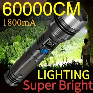 Boxed Adjustable Tactical LED Flashlight, Digital Display with Power Bank Function, 3 Lighting Modes, Rechargeable, Zoomable, Waterproof for Outdoor Camping, Strong Light Flashlight