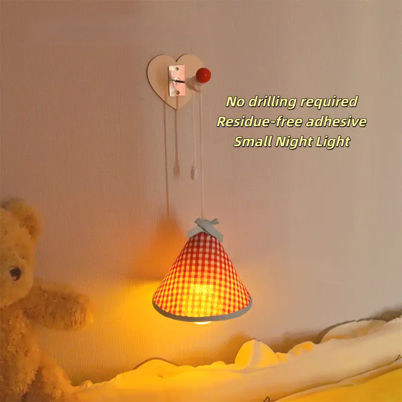 Wireless Bow Detail Gingham Cottagecore LED Wall Sconce Light - USB Rechargeable, 1-Size, Batteries-Included, Coquette Aesthetic Reading Nook Bedroom Nightlight, Birthday Gift Option