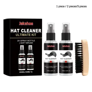 Baseball Hat Cleaning Kit Stain Removal Solution (100ML*2+brush/100ML*4+brush*2), Removes Stains and Odors, Gentle on Fabric, Non-Sponge Rubber