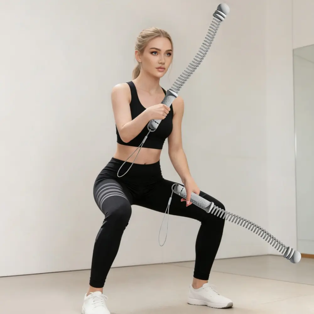 Gray 2PCS Ropeless Weighted Battle Ropes Portable Workout Fitness Equipment for Home Apartment Travel Outdoor Training for Men Women Fitness Beginners