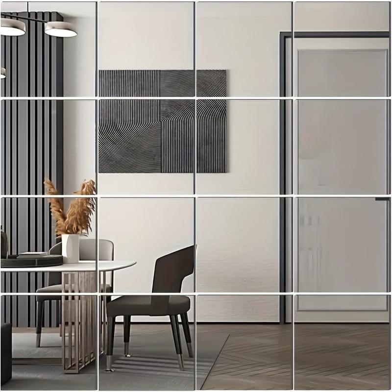 16pcs Acrylic Mirror Wall Stickers 5.9*5.9Inch Flexible Safety Mirror Acrylic Mirror Tiles for Home Wall Decoration Removable Mirror Wall Stickers Square Mirror Silvery Mirror Panel Wall Decoration