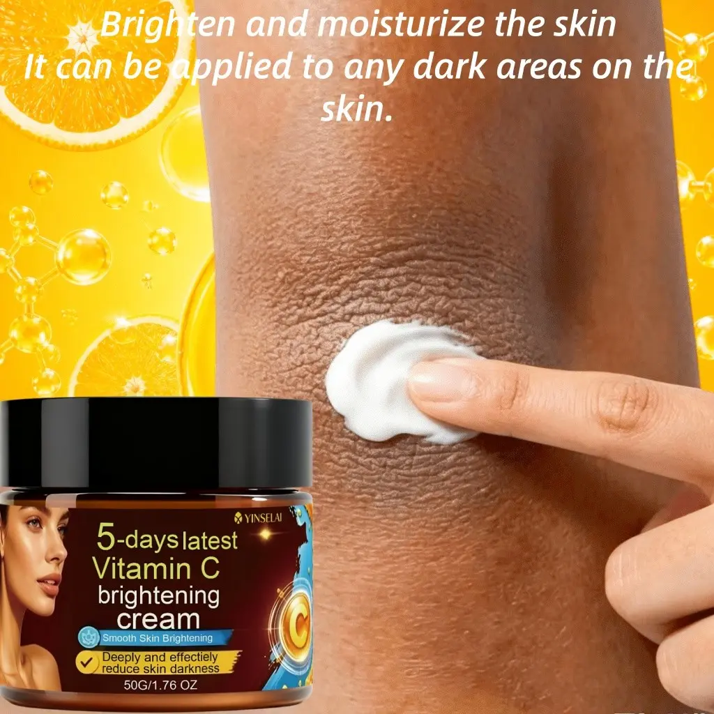 Vitamin C Brightening Cream for Dark Skin, Enhances Radiance, Smooths Texture, Boosts Glow, Achieves Even Light