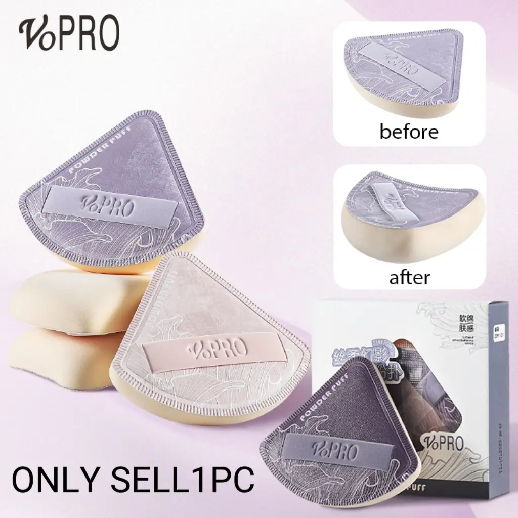 VoPRO Ultra-Soft Velvet Powder Puff, Makeup Puffs, delivers airbrushed skin finish for daily and party makeup, reusable and washable beauty tool, suitable for liquid makeup products, available in multiple colors