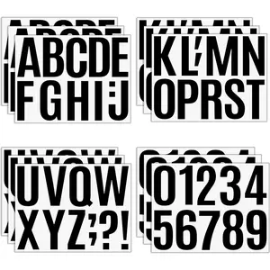 4 Inches Mailbox Numbers and Letter Stickers Large, 12+2 Sheets Self Adhesive Weather-Proof Alphabet Stickers Kit for Mailbox Bulletin Poster Board Crafts Signs House   Number (Black)