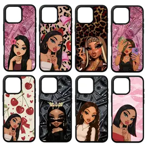 Cute Bratz Girl Pattern Phone Cases for iPhone 17 Pro Max Air 16 Plus 15 14 13 12, For Galaxy S26 Ultra S25 Plus S24 FE S23,  Thick Silky-Touch, Compatible with Magsafe, Shockproof Strengthen Magnetic Cellphone Case Cover