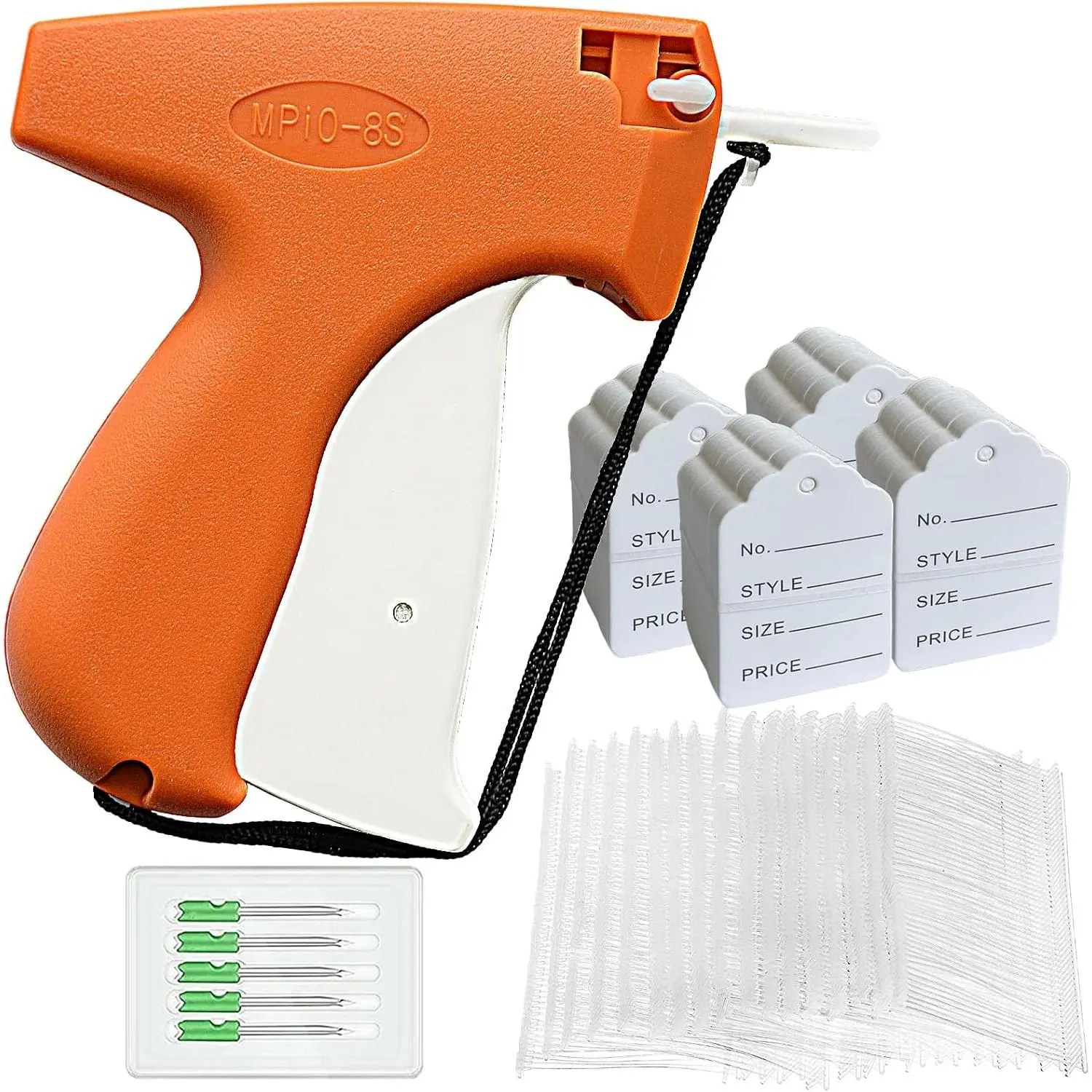 Clothing Price Tag Attacher Gun Kit - 2006 Pieces with 1600 Fasteners, 400 Clothing Labels and 6pcs 0.08 Inch Needles